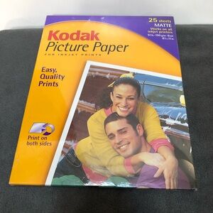 Kodak Matte Inkjet Picture Paper Dual Side 9 mil. 25 Count NEW NIP 8.5" x 11"